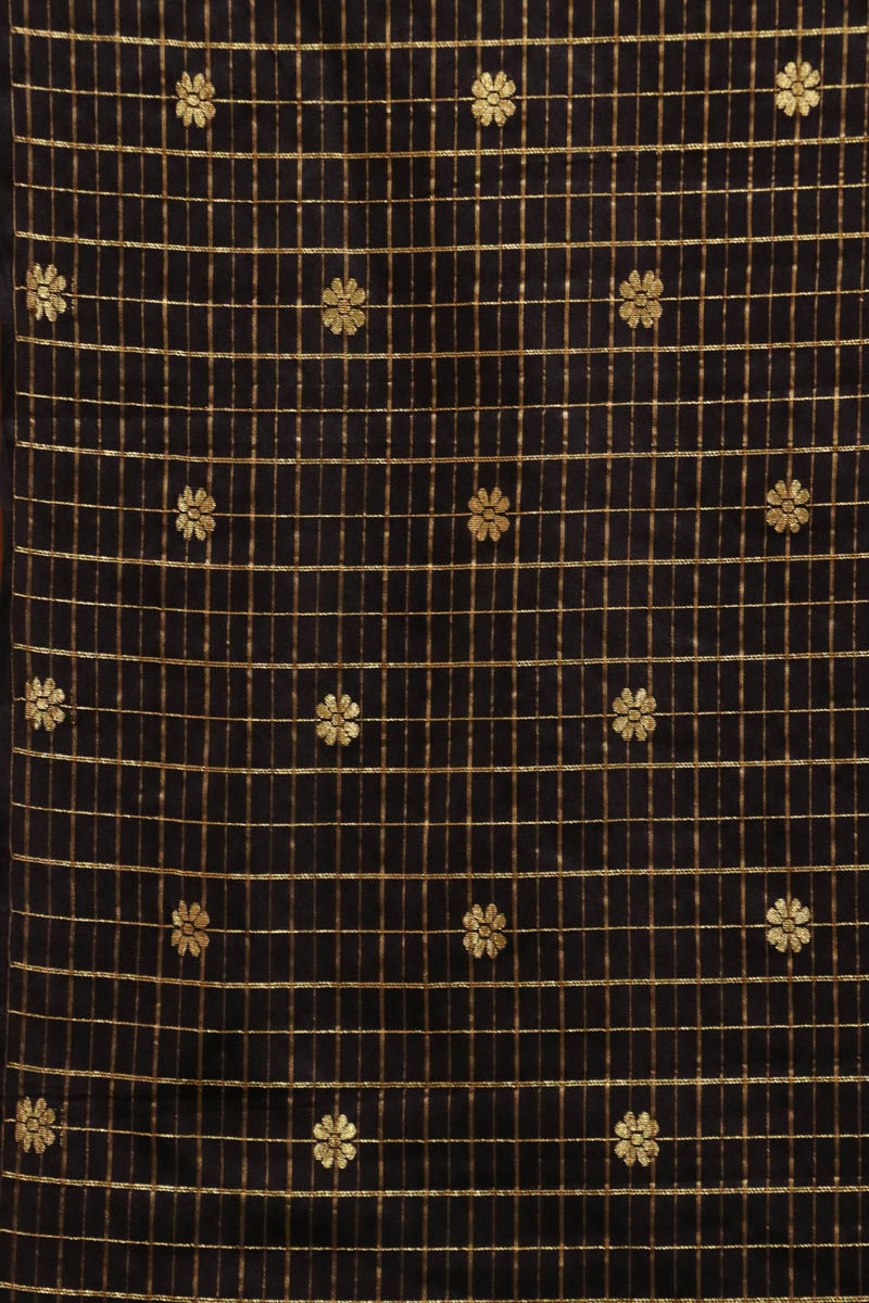 Exclusive & Traditional Pure Silk Fabric With Traditional Checks & Zari Buttas AD212475